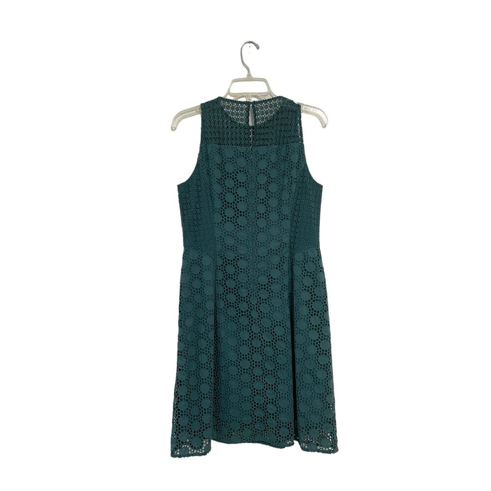 Tory Burch Hallie Eyelet Emerald Green Sleeveless Dress Size 8 - Picture 4 of 6